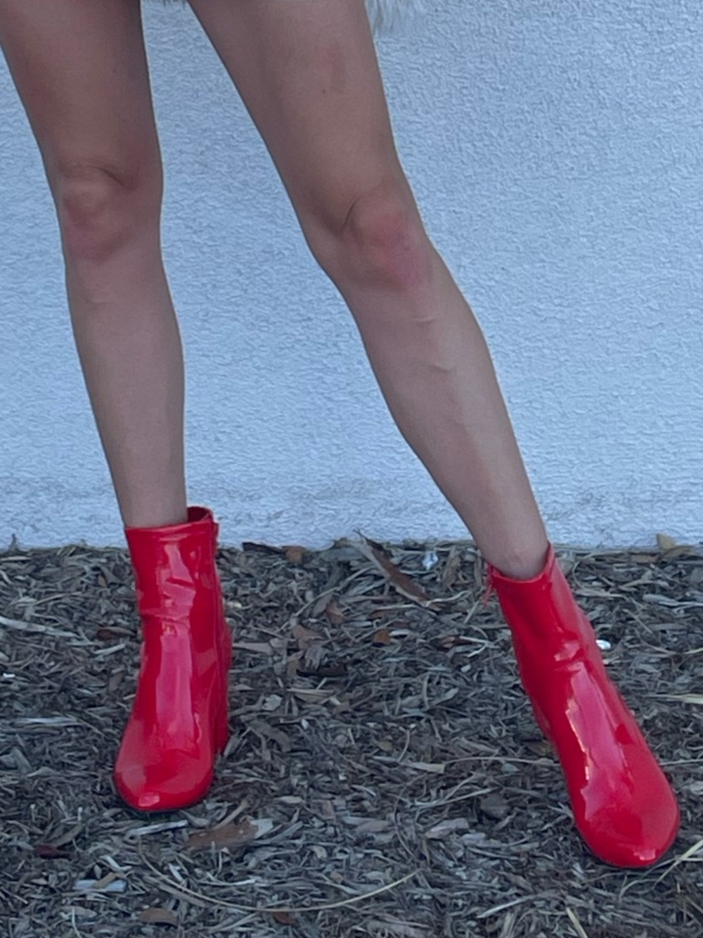 Wild Pair Red Patent Ankle Boots - Sleek Glossy Finish